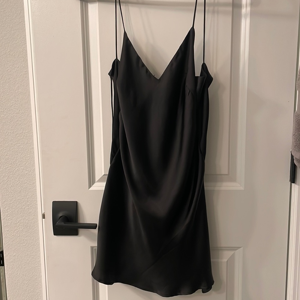 Zara black mini satin dress XS